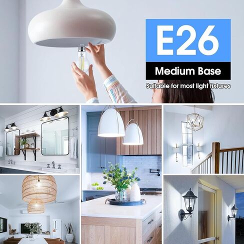 VOLIVO 24 Pack Vintage LED Bulbs, A19 Dimmable Light, 2700K Warm White, 60W Equivalent, CRI 80+, Clear Glass Filament, 7W, E26 Standard Base, Classic Edison Antique Style for Home in Saudi Arabia