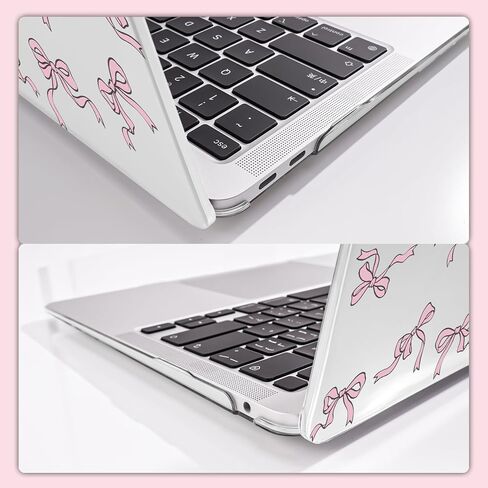 for MacBook Pro 13 inch Case M2 M1 A2338 A2251 A2289 A2159 A1989 A1706 (2016-2025 Release) Touch Bar, Clear Printed Pattern Plastic Hard Shell Keyboard Cover & Screen Protector, Bowknot in Kuwait