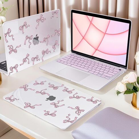 for MacBook Pro 13 inch Case M2 M1 A2338 A2251 A2289 A2159 A1989 A1706 (2016-2025 Release) Touch Bar, Clear Printed Pattern Plastic Hard Shell Keyboard Cover & Screen Protector, Bowknot in Kuwait
