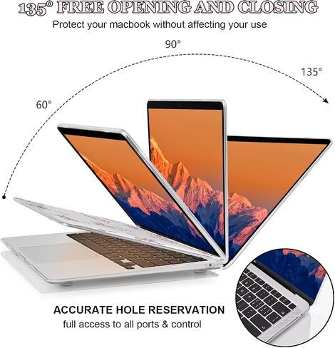 for MacBook Pro 13 inch Case M2 M1 A2338 A2251 A2289 A2159 A1989 A1706 (2016-2025 Release) Touch Bar, Clear Printed Pattern Plastic Hard Shell Keyboard Cover & Screen Protector, Bowknot in Kuwait