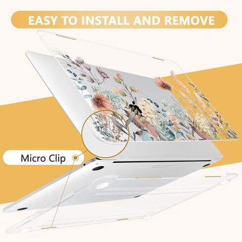 Compatible with MacBook Pro 13 inch Case 2022 2021 2020 Release M2 M1 A2338 A2251 A2289, Plastic Hard Shell&Keyboard Cover&Screen Protector&Webcam Cover&Type-C Adapter, Geometric Flowers in Kuwait