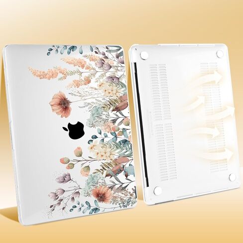 Compatible with MacBook Pro 13 inch Case 2022 2021 2020 Release M2 M1 A2338 A2251 A2289, Plastic Hard Shell&Keyboard Cover&Screen Protector&Webcam Cover&Type-C Adapter, Geometric Flowers in Kuwait