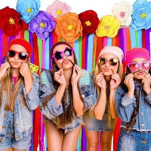 TaoBary 16 Pcs Mexican Paper Flowers Mexican Party Decorations Streamer Backdrop and Papel Picado Banner Mexico Fiesta Party Decorations Supplies Set for Cinco De Mayo Party Wedding(Classic Style) in Kuwait