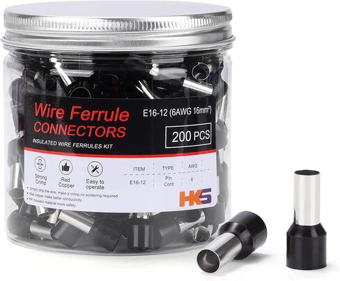 HKS 1000PCS Wire Ferrules Connectors - AWG18-1.0mm² Copper Barrel Pin Cord Ends Insulated Ferrule Terminals for Wiring Electrical Crimp E1008 White in Kuwait