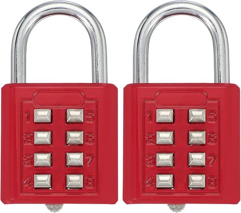 MECCANIXITY Combination Padlock, 8-Digit Push Button Padlock 4-Position Locking Mechanism Security Combination Lock for Locker Gym Sports Locker Cabinet Toolbox (Black, Pack of 2) in Kuwait