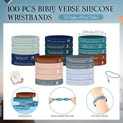 Cunno 100 Set Plan of Salvation Gospel Tracts Cards Bookmarks and Bible Verse Silicone Bracelets Bulk for Evangelism Scripture Pocket Prayer Gifts for Women Men Ministering Mothers Days Gift in Kuwait