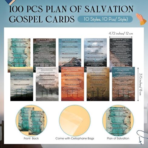 Cunno 100 Set Plan of Salvation Gospel Tracts Cards Bookmarks and Bible Verse Silicone Bracelets Bulk for Evangelism Scripture Pocket Prayer Gifts for Women Men Ministering Mothers Days Gift in Kuwait