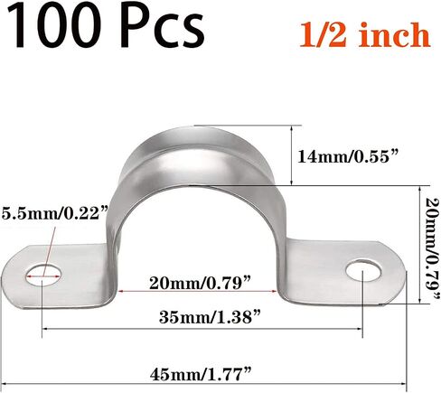 10 Pcs 4inch Rigid Pipe Strap,Two Hole Stainless Steel Strap U Bracket, Widened Tube Strap Tension Clip Assortment Kit Heavy Duty Pipe Clamp for Pipe Fixing（110mm） in Saudi Arabia