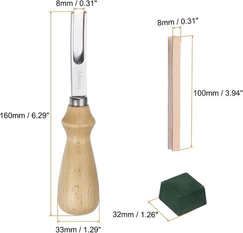 Harfington 4pcs Leather Edge Beveler 4mm Wide Mouth Leather Edge Skiving Tool With 2 Whetstones Compound Formain in Saudi Arabia