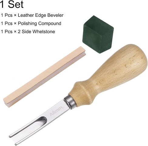 Harfington 4pcs Leather Edge Beveler 4mm Wide Mouth Leather Edge Skiving Tool With 2 Whetstones Compound Formain in Saudi Arabia
