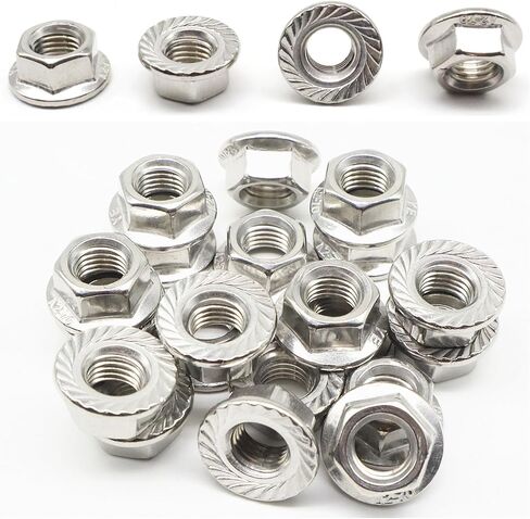 20Pcs M10 x 1.25mm Flange Nut, Carbon Steel Thread Hardware Nuts Serrated Flange Lock Nuts Metric Hex Flange Nuts Bright Finish (Black) in Saudi Arabia