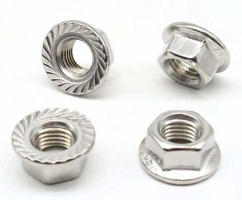 20Pcs M10 x 1.25mm Flange Nut, Carbon Steel Thread Hardware Nuts Serrated Flange Lock Nuts Metric Hex Flange Nuts Bright Finish (Black) in Saudi Arabia