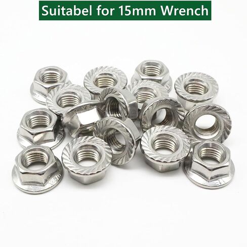 20Pcs M10 x 1.25mm Flange Nut, Carbon Steel Thread Hardware Nuts Serrated Flange Lock Nuts Metric Hex Flange Nuts Bright Finish (Black) in Saudi Arabia
