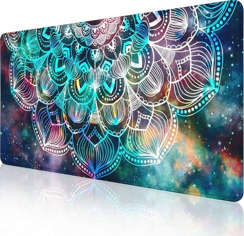 Desk Mat, XXL Large Gaming Mouse Pad, Anti-Slip Rubber Base Mousepad with Stitched Edges, Keyboard Mouse Mat Big Desk Pad for Work, Game, Office, Home,35.4x15.7 inch Mandala Art in Saudi Arabia