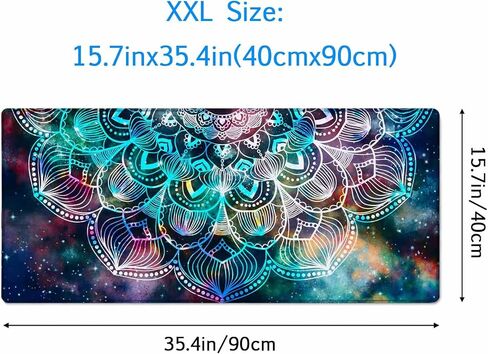 Desk Mat, XXL Large Gaming Mouse Pad, Anti-Slip Rubber Base Mousepad with Stitched Edges, Keyboard Mouse Mat Big Desk Pad for Work, Game, Office, Home,35.4x15.7 inch Mandala Art in Saudi Arabia