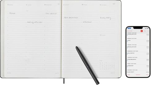 Moleskine 12 Month 2025 PRO Smart Weekly Vertical Planner, Hard Cover, XL (7.5" x 9.5") Black - Compatible with Moleskine Pen+ (Sold Separately) & App in Kuwait