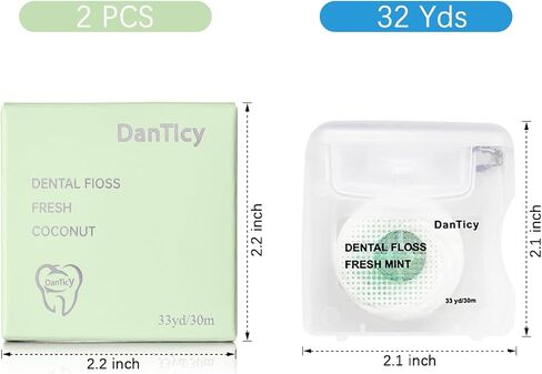 Coconut Oil Dental Floss for Wide Spaces Implants, Bridges, and Braces, Mint, Waxed,Expands (1) in Saudi Arabia