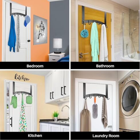 LYNK Professional® Home™ Over Door Hooks Rack - 12 Hook Over Door Hanger - Over Door Towel Rack - Hanging Towels or Clothes - for Bathroom, Bedroom or Laundry Room – Lifetime Ltd. Warranty - Black in Saudi Arabia