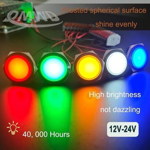 2pcs 16mm 110vac 125vac مؤشر المعادن مؤشر الضوء 20mA مقاوم للماء IP67 مصباح واحد LED مصباح تجريبي مرفوع مع الأسلاك للأجهزة المنزلية ، DIY ، (LED أحمر) قذيفة أسود مخطوطة in Saudi Arabia