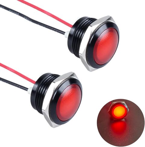 2pcs 16mm 110vac 125vac مؤشر المعادن مؤشر الضوء 20mA مقاوم للماء IP67 مصباح واحد LED مصباح تجريبي مرفوع مع الأسلاك للأجهزة المنزلية ، DIY ، (LED أحمر) قذيفة أسود مخطوطة in Saudi Arabia