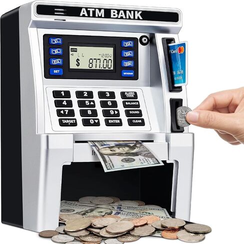 Pink Piggy Bank for Kids, ATM Machine Bank for Real Money with Debit Card, Bill Feeder, Coin Recognition, Balance Calculator, Electronic Savings Safe Box, Gifts for Teen Boy Girl in Saudi Arabia