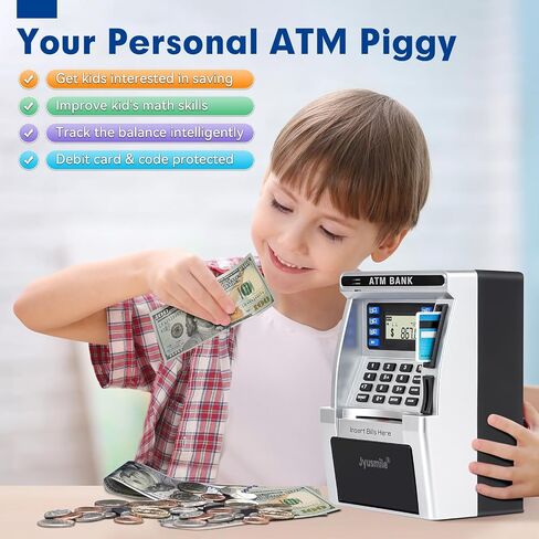 Pink Piggy Bank for Kids, ATM Machine Bank for Real Money with Debit Card, Bill Feeder, Coin Recognition, Balance Calculator, Electronic Savings Safe Box, Gifts for Teen Boy Girl in Saudi Arabia