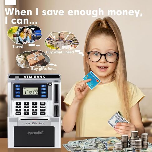 Pink Piggy Bank for Kids, ATM Machine Bank for Real Money with Debit Card, Bill Feeder, Coin Recognition, Balance Calculator, Electronic Savings Safe Box, Gifts for Teen Boy Girl in Saudi Arabia