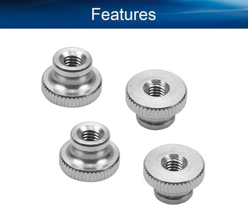 Yinpecly Knurled Thumb Nuts, M6 Through Hole Round Knobs ，Whitewash 304 Stainless Steel, Pack of 5 in Saudi Arabia