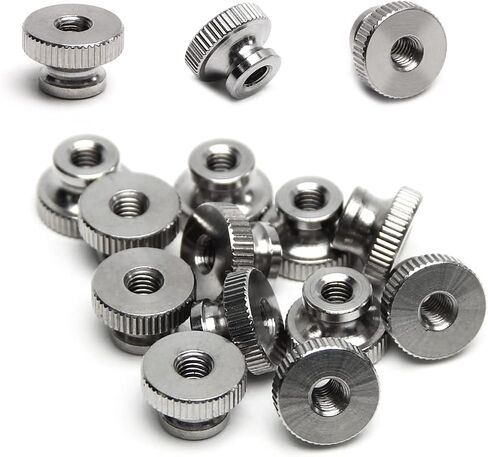 Yinpecly Knurled Thumb Nuts, M6 Through Hole Round Knobs ，Whitewash 304 Stainless Steel, Pack of 5 in Saudi Arabia