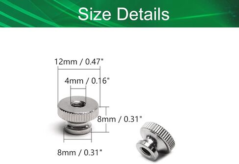 Yinpecly Knurled Thumb Nuts, M6 Through Hole Round Knobs ，Whitewash 304 Stainless Steel, Pack of 5 in Saudi Arabia