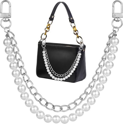 YALOJE Butterfly Purse Bag Chain, Metal Double Chain Handbag Extender Straps for Women, Elegant Bag Charm Decoration Short Handle Replacement Accessories for Shoulder Crossbody Bags - Silver, 1pcs in Saudi Arabia