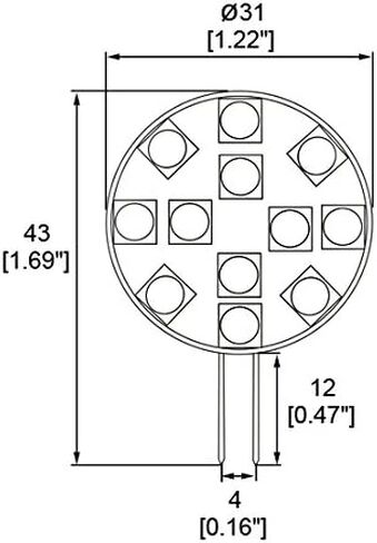 SG4-12T-DW Side Pin G4 LED Disc Halogen Replacement Bulb, 2.4W, 20-25W Equal, Daylight White 5000K, 5-Pack(Not Dimmable) in Saudi Arabia