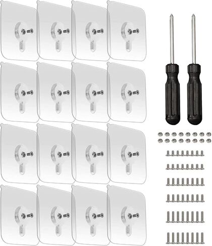 Adhesive Screws Wall Mount Hanging Nails No-Trace No Drilling Stick-on Sticky Screw with 3 Different Size Screw for Bathroom Kitchen Storage Room Tile Wall Shower Room (32Pcs/Pack) in Saudi Arabia