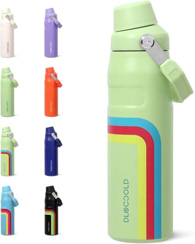 DLOCCOLD 24 OZ Water Bottle with Handle and Angled Spout Lid, Leakproof for Travel & Sports, Double Wall Insulated Stainless Steel Reusable Water Bottle, Wide Mouth QuickFill Design in Saudi Arabia
