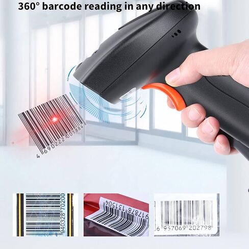 الماسح الضوئي الباركود ، 1D/2D رمز QR USB قارئ محمول 360 درجة قطرة القراءة لاستشعار نظام POS ، المتجر ، المستودع (البرتقالي الأسود) in Kuwait