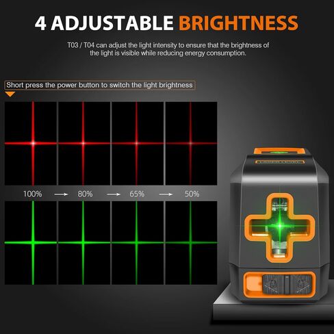 أداة مستوى الليزر ذاتية التسوية مع سطوع قابل للتعديل ، أداة بناء مستوى ليزر متشابكة للتعليق على الصور ، بلاط الأرضيات ، تجديد المنزل ، مشاريع DIY in Kuwait