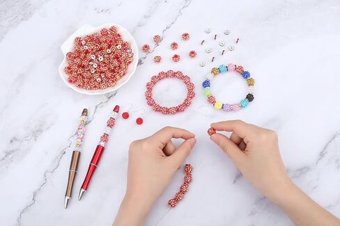 LAIDANLA 250pcs 12mm Colorful Rhinestone Beads and 8mm Rondelle Spacer Beads for DIY Beaded Pens, Sparkly Shamballa Disco Ball Beads for Jewelry Making, Bracelets, Necklaces, Earring Craft in Saudi Arabia