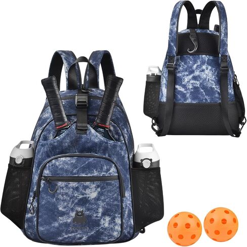 Pickleball Bag, Lightweight Pickleball Backpack for Men & Women, Adjustable Crossbody Sling Pickleball Bag, Pickle Ball Bag Set with a Paddle Cover & Mesh Bag in Saudi Arabia