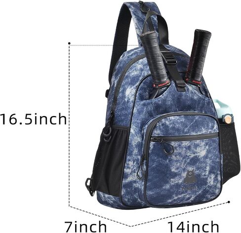 Pickleball Bag, Lightweight Pickleball Backpack for Men & Women, Adjustable Crossbody Sling Pickleball Bag, Pickle Ball Bag Set with a Paddle Cover & Mesh Bag in Saudi Arabia