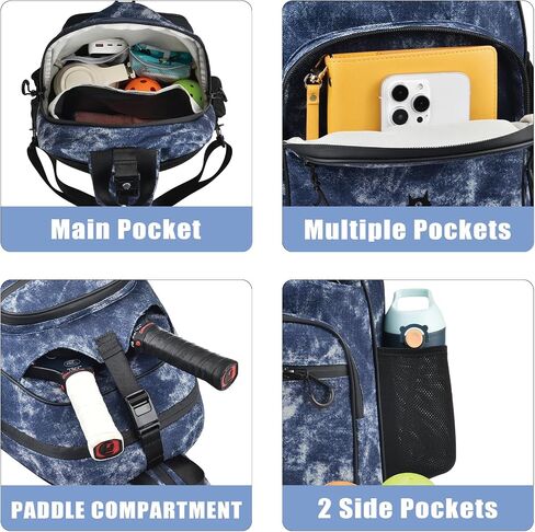 Pickleball Bag, Lightweight Pickleball Backpack for Men & Women, Adjustable Crossbody Sling Pickleball Bag, Pickle Ball Bag Set with a Paddle Cover & Mesh Bag in Saudi Arabia