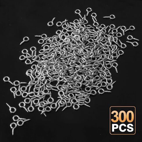 300pcs دبابيس العين المسمار ، 8 × 4 ملم وثقلة صغيرة البراغي الفولاذ المقاوم للصدأ السنانير البراغي حلقة العين ، السنانير العين الفضية لعرض الديكور والتعليق (8 × 4 × 1 مم ، 300pcs) in Kuwait