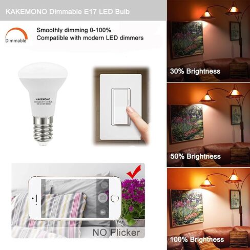 R14 E17 LED Bulb Dimmable 3W 30watts Halogen Equivalent E17 Intermediate Base Type R14 Reflector Light Bulb for Desk Reading Cabinet Light Warm White 2700K 3000K in Saudi Arabia