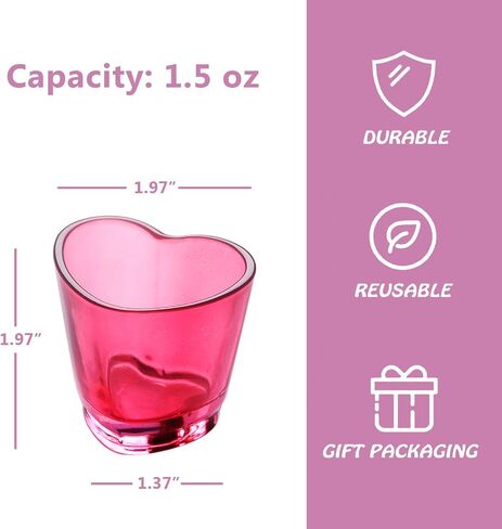 Shot Glasses, 1.5oz Heart Shaped Shot Glasses Set of 12/Soju Shot Glasses/Cute Shot Glasses/Bulk Shot Glasses/Tequila Shot Glasses/Pink Shot Glasses in Saudi Arabia