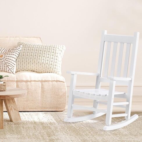 Child's Wood Porch Rocker - Perfect for Indoor or Outdoor All Weather Porch Rocker for Garden,Lawn,Balcony,Backyard and Patio Porch Rocker Use - Suitable for 6-10 Years Old (Natural) in Saudi Arabia