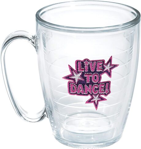 Tervis Live to Dance Made in USA Double Walled Insulated Tumbler Cup Keeps Drinks Cold & Hot, 24oz - Fuchsia Lid, Sequins in Kuwait