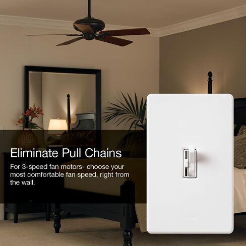 Lutron Toggler Quiet 3-Speed Slide-To-Off Fan Control, 1.5-Amp, Single-Pole/3-Way, AYFSQ-F-WH, White in Saudi Arabia