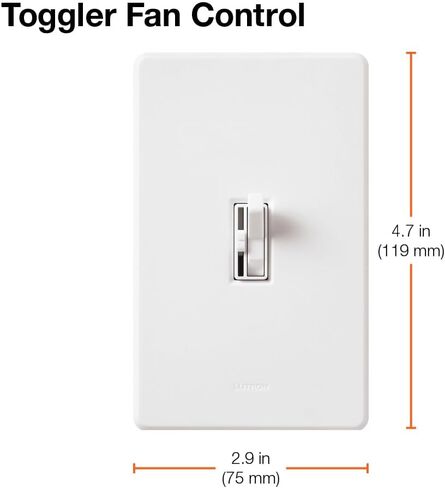 Lutron Toggler Quiet 3-Speed Slide-To-Off Fan Control, 1.5-Amp, Single-Pole/3-Way, AYFSQ-F-WH, White in Saudi Arabia