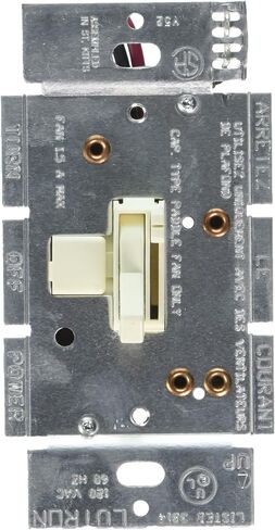 Lutron Toggler Quiet 3-Speed Slide-To-Off Fan Control, 1.5-Amp, Single-Pole/3-Way, AYFSQ-F-WH, White in Saudi Arabia