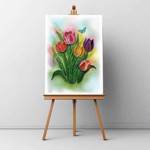 Mother's Day Card, Colorful Tulip Flower Greeting Card, Quilled Quilling Card for Birthday, Mothers Day, Get Well, Him, Her, Friend, Boss, Monm, Dad with Envelop (Colorful Tulip) in Saudi Arabia