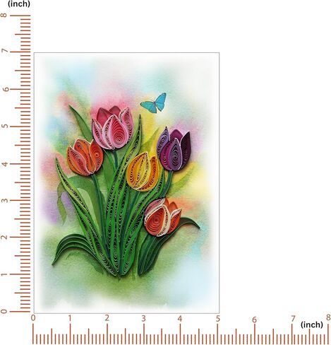 Mother's Day Card, Colorful Tulip Flower Greeting Card, Quilled Quilling Card for Birthday, Mothers Day, Get Well, Him, Her, Friend, Boss, Monm, Dad with Envelop (Colorful Tulip) in Saudi Arabia
